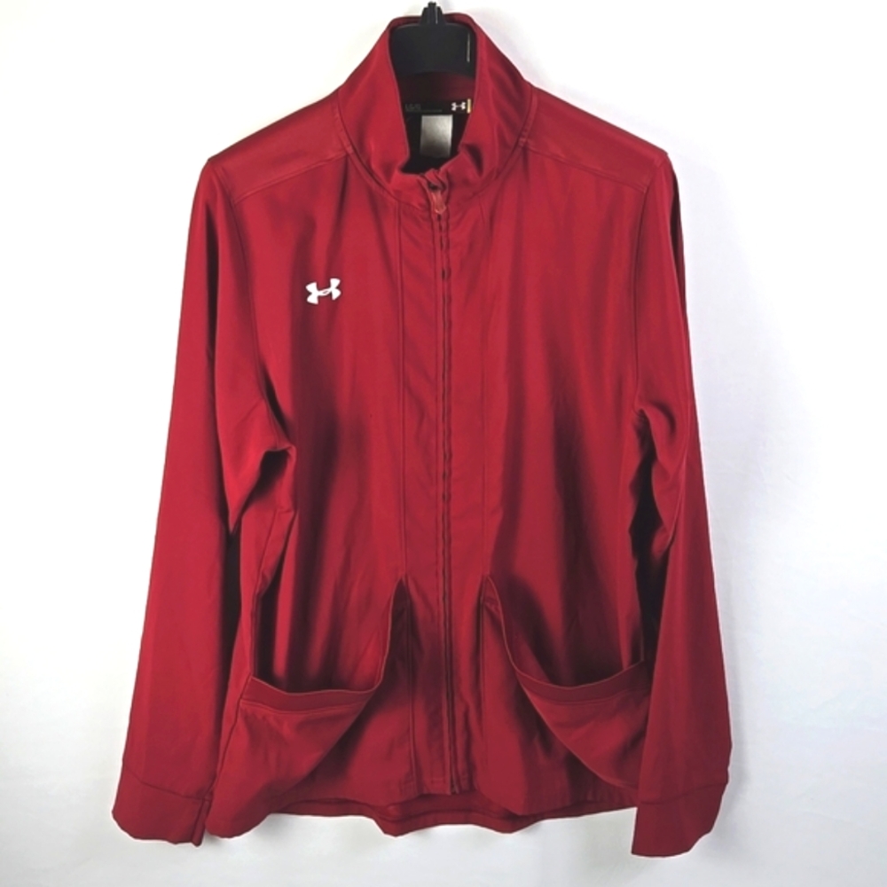 Under Armour Maroon Full Zip Loose Long Sleeve Active Casual‎ Jacket Sz L